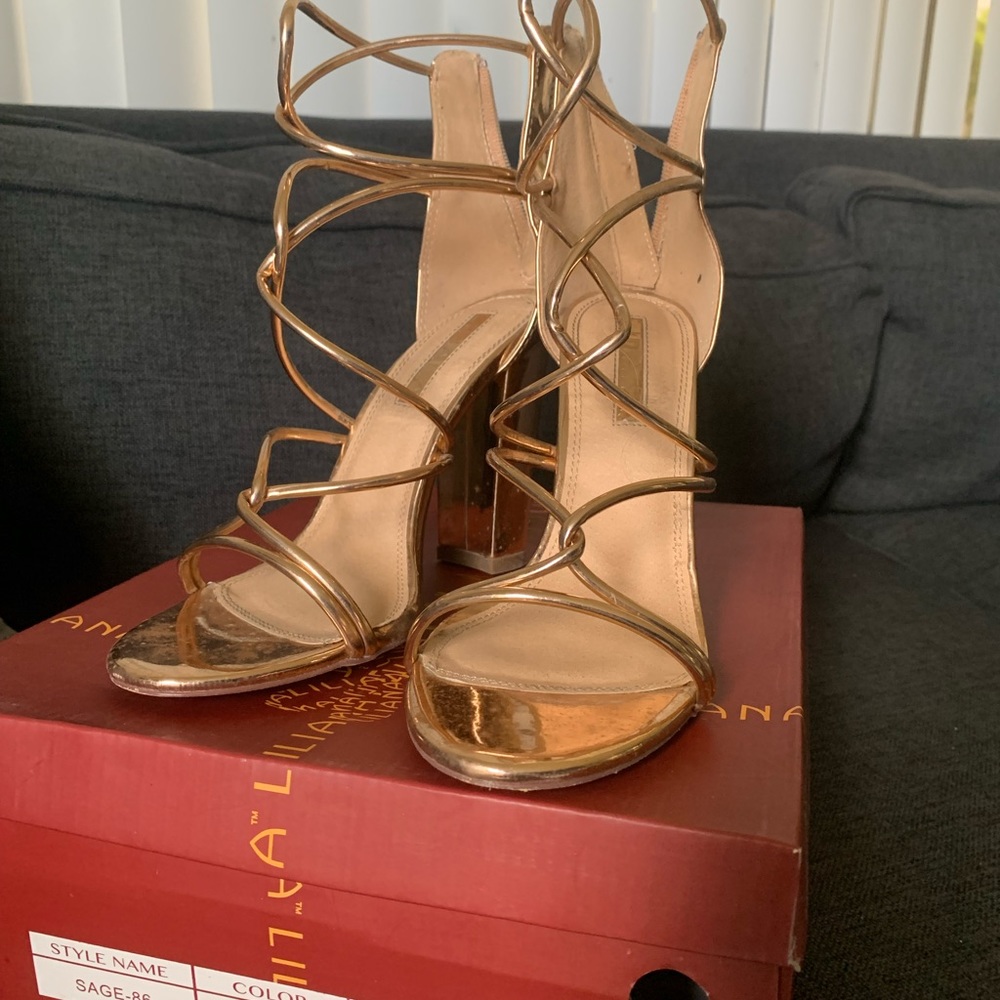 Rose Gold Strappy Heels